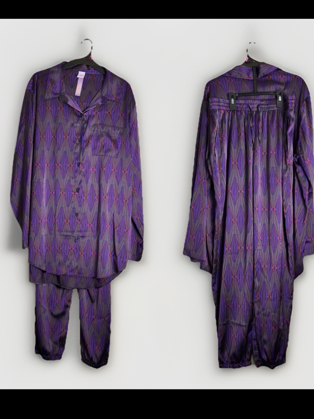 Savage X Fenty Night Star Chaser Satin Sleep Top & Bottom Pajama Set L 12/14